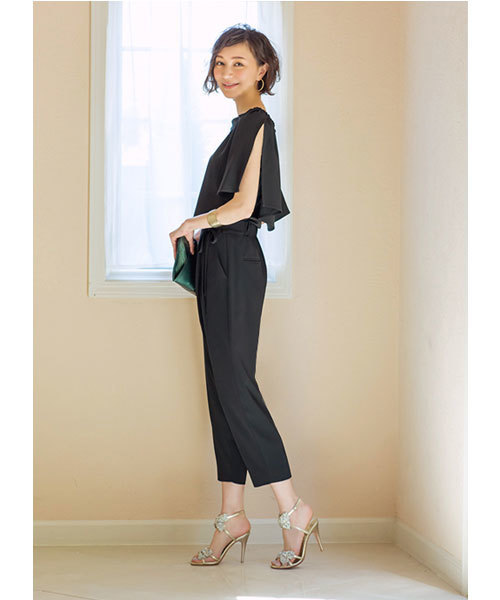 STYLE DELI(スタイルデリ)の「【STYLE DELI DRESS】クロップドラップパンツ(その他パンツ・レディース・ブルー/ブラック・MEDIUM/SMALL)」の3枚目の写真