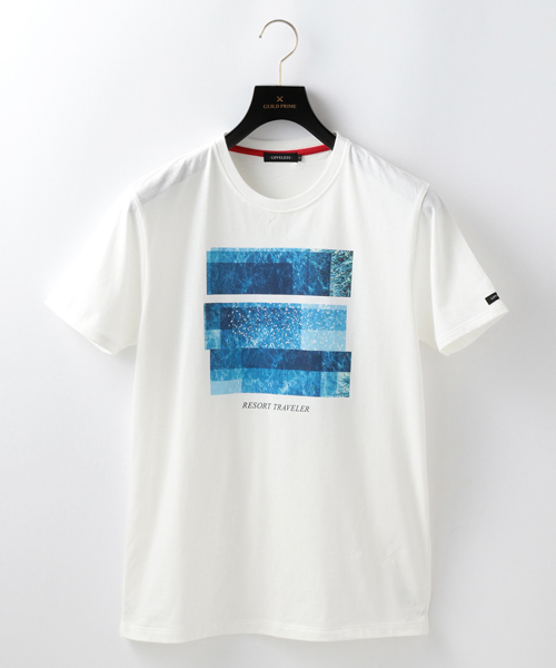 LOVELESS（ラブレス）の「【LOVELESS】MENS リゾートトラベラーT（Tシャツ/カットソー・メンズ・スカイブルー/オフホワイト・3/1/2）」の2枚目の写真