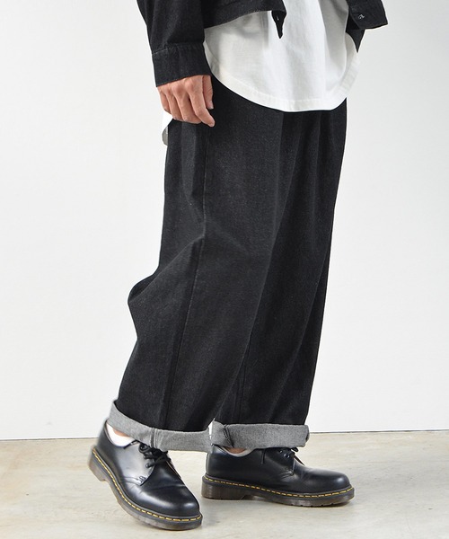 MinoriTY（マイノリティ）の「デニム バルーン ワイドパンツ 10oz（デニムパンツ・メンズ・ブラック/インディゴブルー/ブルー系その他/キナリ・M/L）」の3枚目の写真