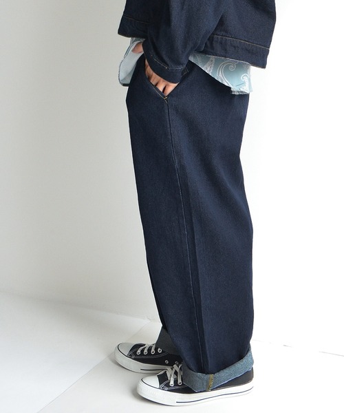 MinoriTY（マイノリティ）の「デニム バルーン ワイドパンツ 10oz（デニムパンツ・メンズ・ブラック/インディゴブルー/ブルー系その他/キナリ・M/L）」の6枚目の写真
