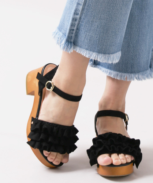 WEGO（ウィゴー）の「WEGO/フリルウッドタイプサンダル（サンダル・レディース・ブラック/レッド/ピンク/その他1・MEDIUM/LARGE）」の2枚目の写真