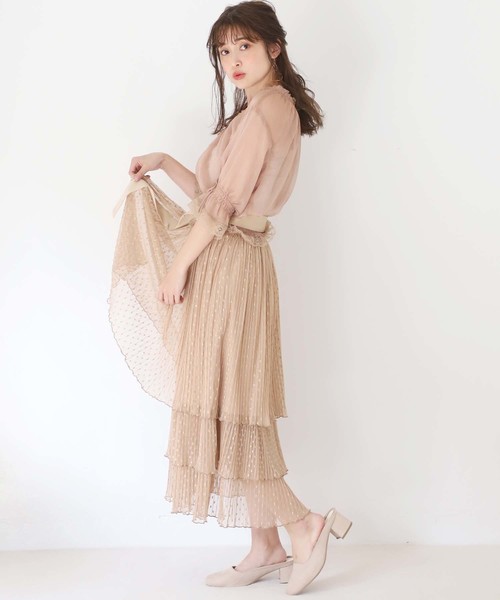 one after another NICE CLAUP(ワンアフターアナザーナイスクラップ)の「ドットチュールスカート(スカート・レディース・オフホワイト/ブラック/ベージュ・FREE)」の14枚目の写真