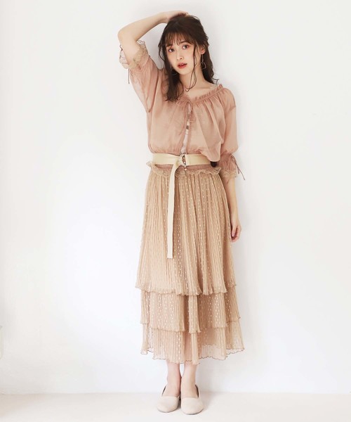 one after another NICE CLAUP(ワンアフターアナザーナイスクラップ)の「ドットチュールスカート(スカート・レディース・オフホワイト/ブラック/ベージュ・FREE)」の13枚目の写真
