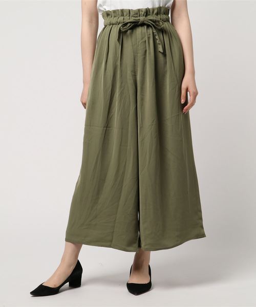 AMERICAN HOLIC（アメリカンホリック）の「・ウエストフリルリボン付とろみワイドパンツ　＊（その他パンツ・レディース・ブラック/カーキ/ネイビー/ドット/ベージュ系その他/キャメル/ストライプ・L/M）」の4枚目の写真