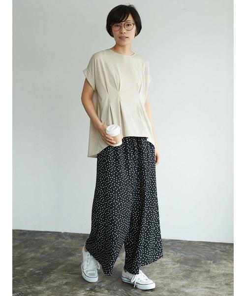 AMERICAN HOLIC（アメリカンホリック）の「・ウエストフリルリボン付とろみワイドパンツ　＊（その他パンツ・レディース・ブラック/カーキ/ネイビー/ドット/ベージュ系その他/キャメル/ストライプ・L/M）」の22枚目の写真