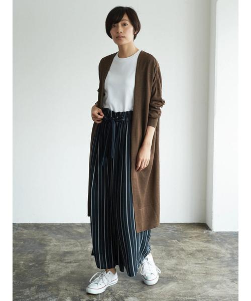 AMERICAN HOLIC（アメリカンホリック）の「・ウエストフリルリボン付とろみワイドパンツ　＊（その他パンツ・レディース・ブラック/カーキ/ネイビー/ドット/ベージュ系その他/キャメル/ストライプ・L/M）」の21枚目の写真