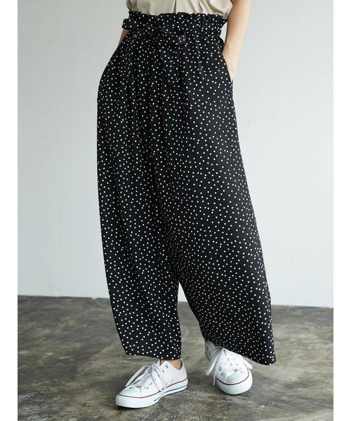 AMERICAN HOLIC（アメリカンホリック）の「・ウエストフリルリボン付とろみワイドパンツ　＊（その他パンツ・レディース・ブラック/カーキ/ネイビー/ドット/ベージュ系その他/キャメル/ストライプ・L/M）」の18枚目の写真