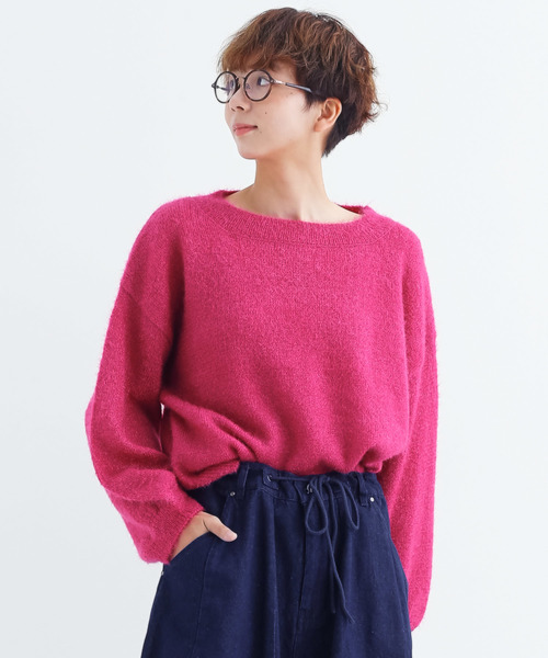 merlot(メルロー)の「パフスリーブニットプルオーバー1867(ニット/セーター)」|ピンク