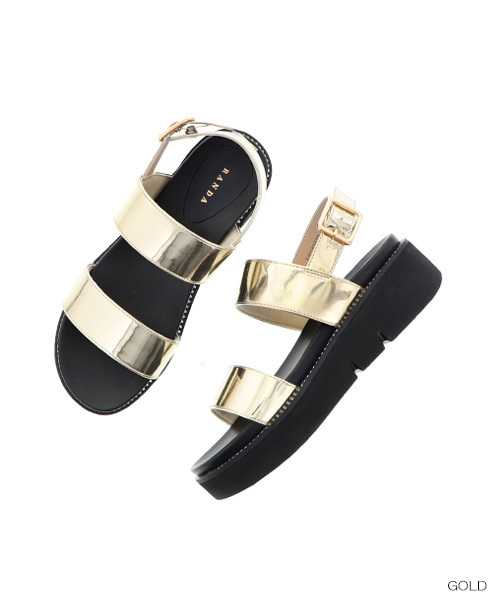 RANDA(ランダ)の「メタリックフットベッドサンダル(サンダル・レディース・シルバー/ゴールド/ピンクゴールド・LL/S/M/L)」の3枚目の写真