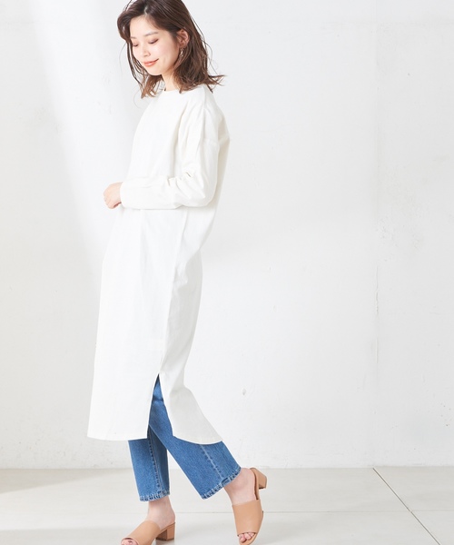 natural couture（ナチュラルクチュール）の「ベルト付きTシャツワンピース（ワンピース・レディース・オフホワイト/ブラック/ベージュ/パープル・FREE）」の14枚目の写真