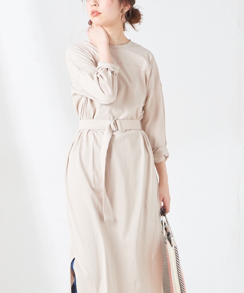 natural couture（ナチュラルクチュール）の「ベルト付きTシャツワンピース（ワンピース・レディース・オフホワイト/ブラック/ベージュ/パープル・FREE）」の22枚目の写真