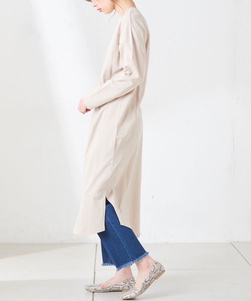 natural couture（ナチュラルクチュール）の「ベルト付きTシャツワンピース（ワンピース・レディース・オフホワイト/ブラック/ベージュ/パープル・FREE）」の20枚目の写真