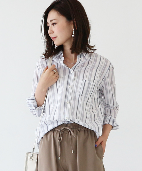 AMERICAN HOLIC(アメリカンホリック)の「12col. ベーシックソフトシャツ *(シャツ/ブラウス・レディース・ピンク/ネイビー/ブルー系その他4/マルチ/ベージュ系その他4/レッド系その他7/ブルー系その他5/サックスブルー/オフホワイト/ブルー系その他7/その他5/その他7・L/M)」の10枚目の写真