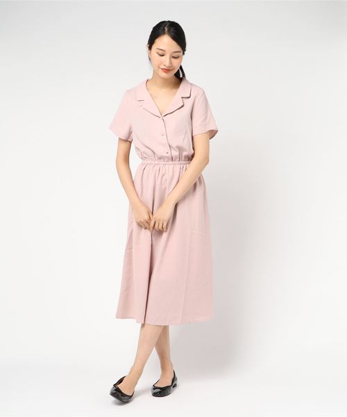 セール ジョーゼット無地 開襟 バックリボンワンピース シャツワンピース Juglans ユグランス のファッション通販 Zozotown