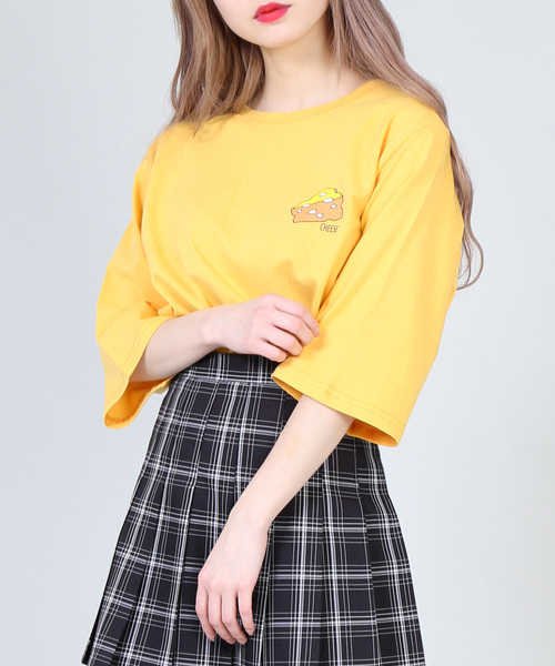 DING（ディング）の「DING/CHEESE Tシャツ（Tシャツ/カットソー・レディース・ホワイト/イエロー/グリーン・FREE）」の3枚目の写真