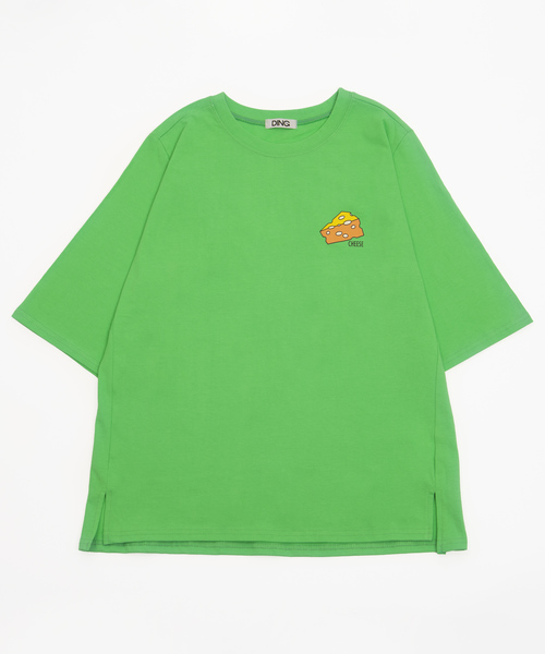 DING（ディング）の「DING/CHEESE Tシャツ（Tシャツ/カットソー・レディース・ホワイト/イエロー/グリーン・FREE）」の6枚目の写真