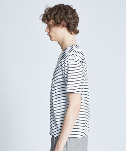 ABAHOUSE(アバハウス)の「キーネック圧着Tシャツ(Tシャツ/カットソー・メンズ・ブラック/ネイビー/オフホワイト/ホワイト系その他・44/46/48)」の6枚目の写真