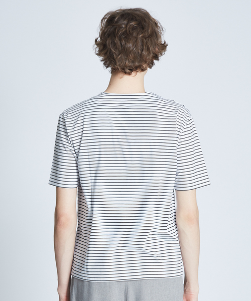 ABAHOUSE(アバハウス)の「キーネック圧着Tシャツ(Tシャツ/カットソー・メンズ・ブラック/ネイビー/オフホワイト/ホワイト系その他・44/46/48)」の7枚目の写真