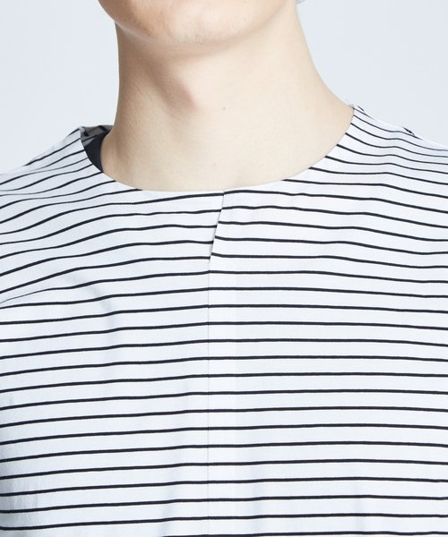 ABAHOUSE(アバハウス)の「キーネック圧着Tシャツ(Tシャツ/カットソー・メンズ・ブラック/ネイビー/オフホワイト/ホワイト系その他・44/46/48)」の8枚目の写真