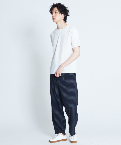 ABAHOUSE(アバハウス)の「キーネック圧着Tシャツ(Tシャツ/カットソー・メンズ・ブラック/ネイビー/オフホワイト/ホワイト系その他・44/46/48)」の18枚目の写真