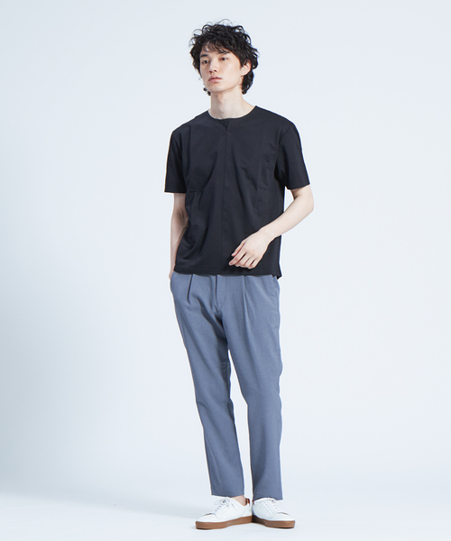 ABAHOUSE(アバハウス)の「キーネック圧着Tシャツ(Tシャツ/カットソー・メンズ・ブラック/ネイビー/オフホワイト/ホワイト系その他・44/46/48)」の21枚目の写真