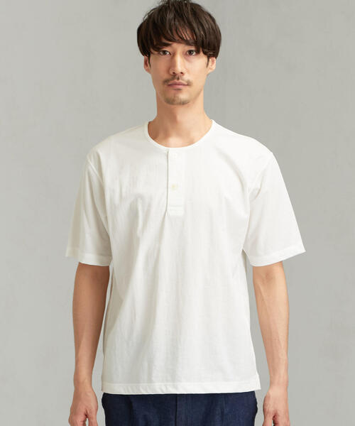 green label relaxing(グリーンレーベルリラクシング)の「CM コットン/ナイロン プレーティング ヘンリーネック 半袖 Tシャツ(Tシャツ/カットソー・メンズ・ホワイト/ブラック/ブラウン・LARGE/MEDIUM/X-LARGE/SMALL)」の5枚目の写真