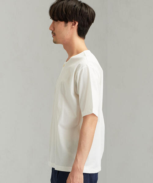 green label relaxing(グリーンレーベルリラクシング)の「CM コットン/ナイロン プレーティング ヘンリーネック 半袖 Tシャツ(Tシャツ/カットソー・メンズ・ホワイト/ブラック/ブラウン・LARGE/MEDIUM/X-LARGE/SMALL)」の6枚目の写真