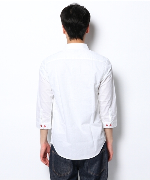 WEGO（ウィゴー）の「WEGO/カラフルボタン7分袖シャツ（シャツ/ブラウス・メンズ・ホワイト・MEDIUM/SMALL/LARGE）」の6枚目の写真