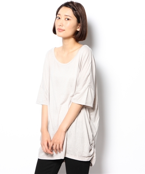 OUTLET(アウトレット)の「【Discoat】ホットフィットチュニック(Tシャツ/カットソー・レディース・オフホワイト/グレー/ブラック・FREE)」の3枚目の写真