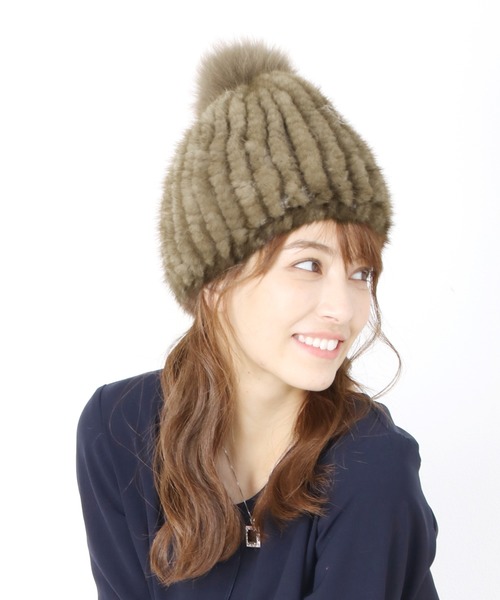 セール ミンクファーニット帽 ニットキャップ ビーニー Sankyo Shokai サンキョウショウカイ のファッション通販 Zozotown
