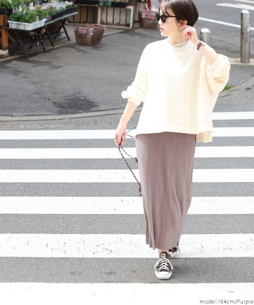 coca（coca）（コカ）の「艶感リブスカート（スカート・レディース・ブラック/パープル/ブラウン/ブルー・ONE SIZE）」の7枚目の写真