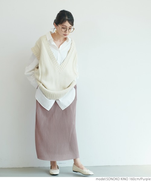 coca（coca）（コカ）の「艶感リブスカート（スカート・レディース・ブラック/パープル/ブラウン/ブルー・ONE SIZE）」の22枚目の写真