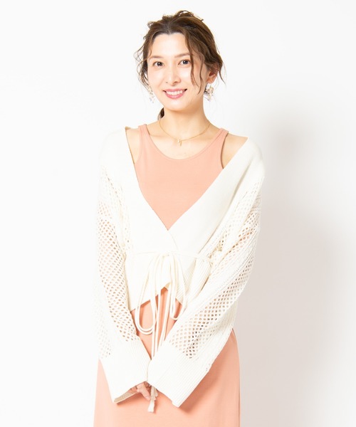 LAYMEE（レイミー）の「Onans knit cardigan / オナンズニットカーディガン（カーディガン/ボレロ・レディース・ホワイト/ブラック/グレー・FREE）」の2枚目の写真