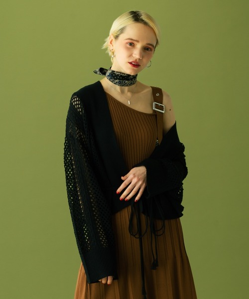 LAYMEE（レイミー）の「Onans knit cardigan / オナンズニットカーディガン（カーディガン/ボレロ・レディース・ホワイト/ブラック/グレー・FREE）」の3枚目の写真