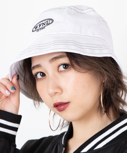 WEGO（ウィゴー）の「WEGO/配色ステッチバケットハット（ハット・レディース・ホワイト/ブラック・FREE）」の10枚目の写真