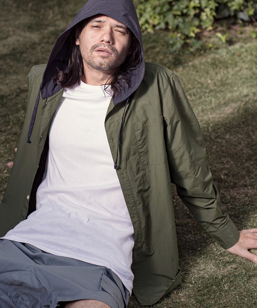 CAMBIO(カンビオ)の「ms4314-Right Hooded Shirt シャツパーカー(シャツ/ブラウス・メンズ・ベージュ/オリーブ/サックスブルー・S/M/L)」の11枚目の写真