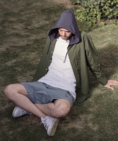 CAMBIO(カンビオ)の「ms4314-Right Hooded Shirt シャツパーカー(シャツ/ブラウス・メンズ・ベージュ/オリーブ/サックスブルー・S/M/L)」の8枚目の写真