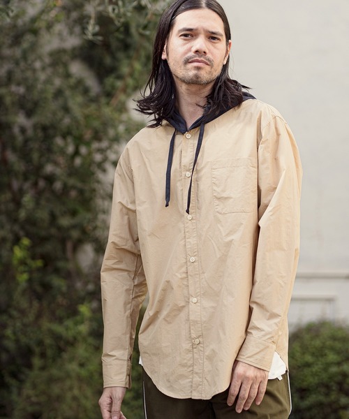 CAMBIO(カンビオ)の「ms4314-Right Hooded Shirt シャツパーカー(シャツ/ブラウス・メンズ・ベージュ/オリーブ/サックスブルー・S/M/L)」の19枚目の写真