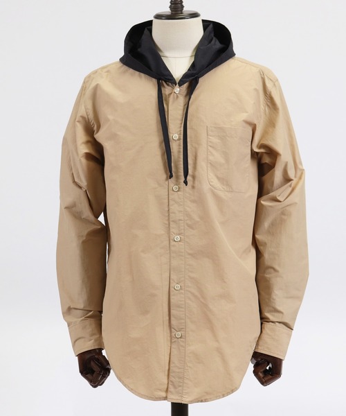CAMBIO(カンビオ)の「ms4314-Right Hooded Shirt シャツパーカー(シャツ/ブラウス・メンズ・ベージュ/オリーブ/サックスブルー・S/M/L)」の17枚目の写真