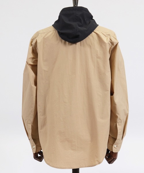 CAMBIO(カンビオ)の「ms4314-Right Hooded Shirt シャツパーカー(シャツ/ブラウス・メンズ・ベージュ/オリーブ/サックスブルー・S/M/L)」の9枚目の写真