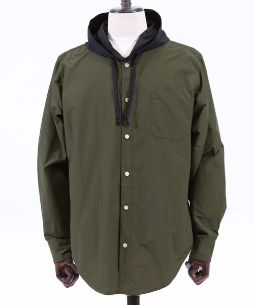 CAMBIO(カンビオ)の「ms4314-Right Hooded Shirt シャツパーカー(シャツ/ブラウス・メンズ・ベージュ/オリーブ/サックスブルー・S/M/L)」の22枚目の写真