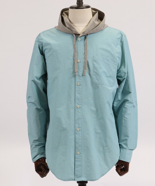 CAMBIO(カンビオ)の「ms4314-Right Hooded Shirt シャツパーカー(シャツ/ブラウス・メンズ・ベージュ/オリーブ/サックスブルー・S/M/L)」の15枚目の写真