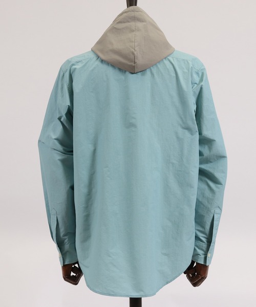 CAMBIO(カンビオ)の「ms4314-Right Hooded Shirt シャツパーカー(シャツ/ブラウス・メンズ・ベージュ/オリーブ/サックスブルー・S/M/L)」の5枚目の写真