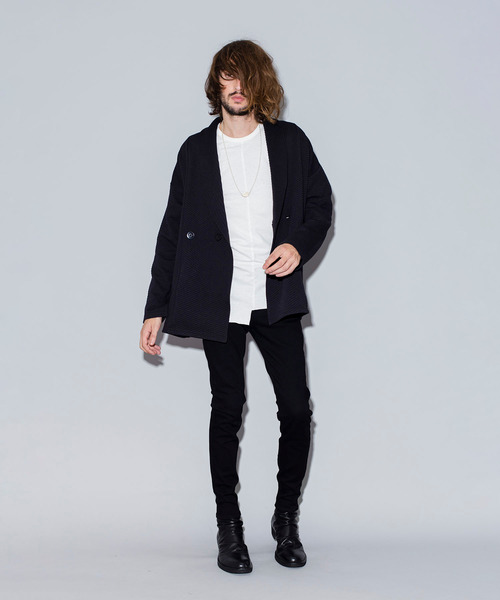 NO ID.（ノーアイディ）の「切替ショールカラーJKT（テーラードジャケット・メンズ・ブラック/ネイビー/ライトグレー・ONE SIZE）」の2枚目の写真