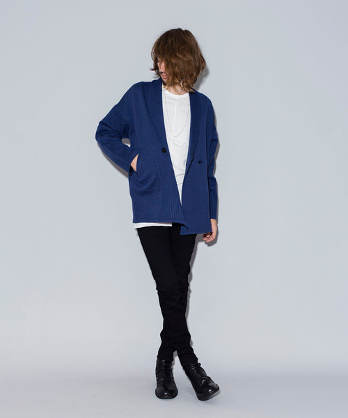 NO ID.（ノーアイディ）の「切替ショールカラーJKT（テーラードジャケット・メンズ・ブラック/ネイビー/ライトグレー・ONE SIZE）」の5枚目の写真