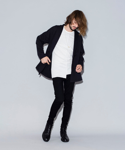 NO ID.（ノーアイディ）の「切替ショールカラーJKT（テーラードジャケット・メンズ・ブラック/ネイビー/ライトグレー・ONE SIZE）」の9枚目の写真