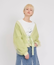 KOH.style | ミニ裏毛xチュール短丈カーディガン(カーディガン/ボレロ)