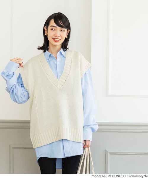 coca（coca）（コカ）の「ニットベスト（Tシャツ/カットソー・レディース・アイボリー・ONE SIZE/M/L）」の3枚目の写真