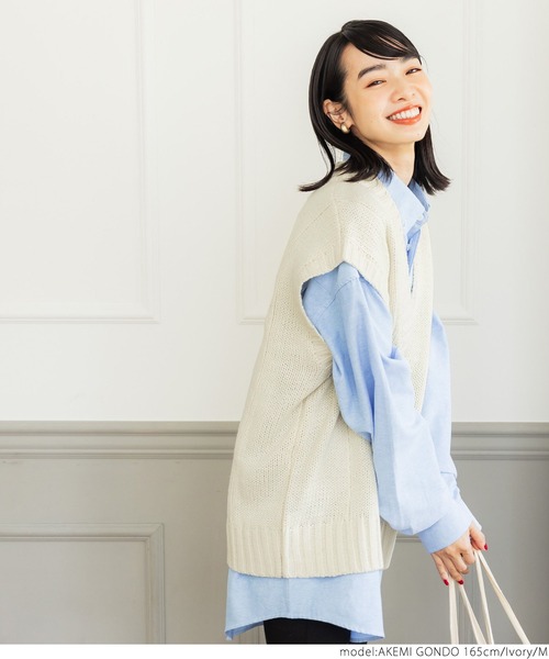 coca（coca）（コカ）の「ニットベスト（Tシャツ/カットソー・レディース・アイボリー・ONE SIZE/M/L）」の4枚目の写真