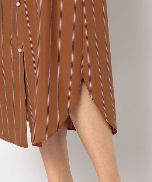 NOLLEY’S（ノーリーズ）の「共布リボン付パール釦シャツワンピース（シャツワンピース・レディース・ブラウン系その他3/ネイビー・38/36）」の9枚目の写真